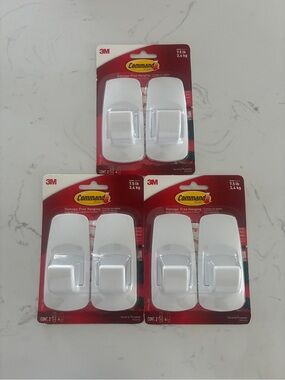 3M Command Jumbo Utility Hooks White 7.5 lb 3 Packs 6 Hooks New